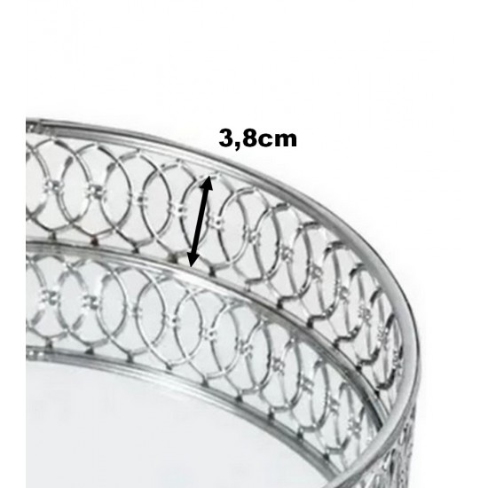 Bandeja 17,7x4,9cm Espelhada Prata